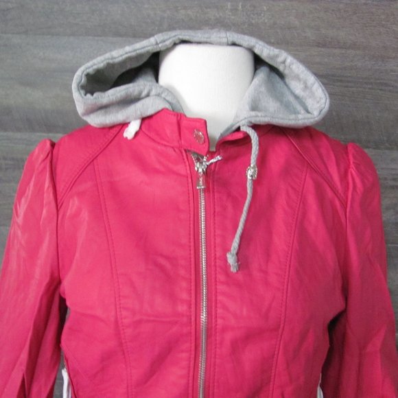 PALOMARES LADIES MAGENTA VEGAN LEATHER BOMBER JACK - Picture 3 of 13